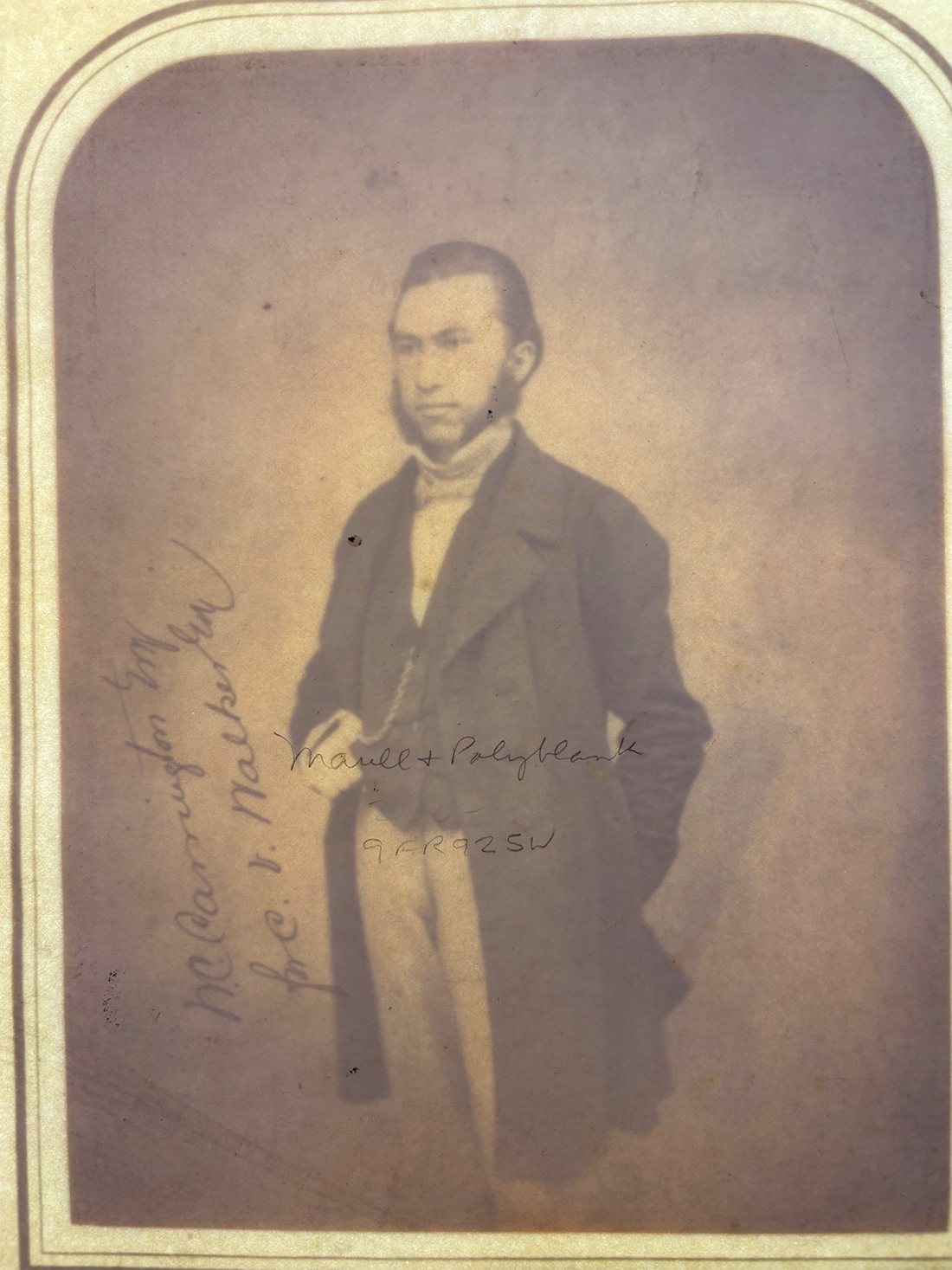 A photograph of astronomer Richard Carrington, with inscription.